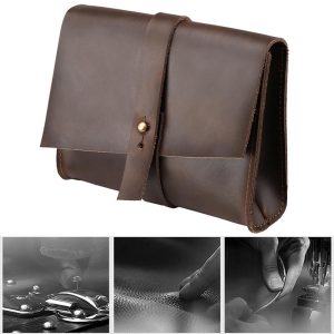 15 Laptop / Tablet Bag - Genuine Leather - Universal - Cable Winder - Business Power Adapter - Coffee - Image 6