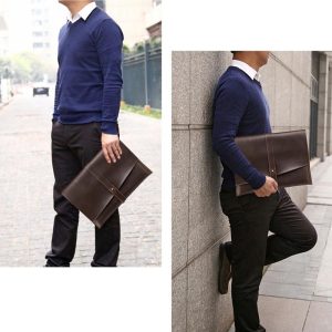 15 Laptop / Tablet Bag - Genuine Leather - Universal - Cable Winder - Business Power Adapter - Coffee - Image 8