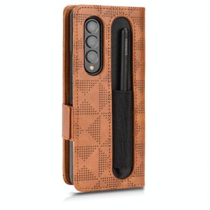 Symmetrical Leather Triangle Phone Case for Samsung Galaxy z Fold 4 - Green - Image 4