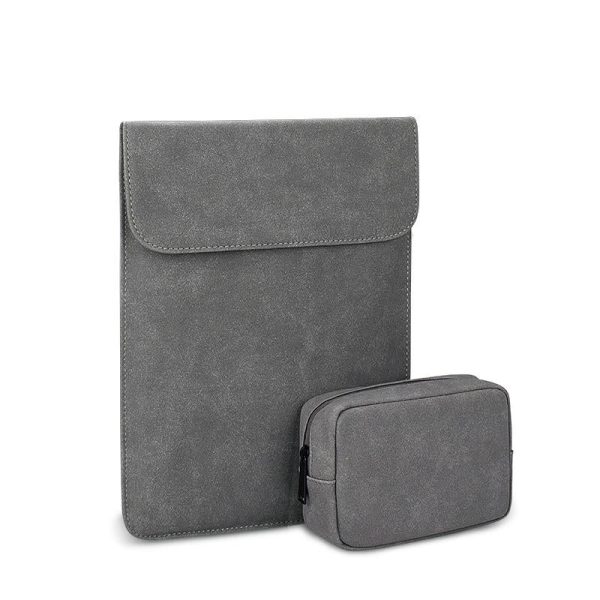 Ultra-thin Notebook Liner Bag - 14.1-15.4 Inch with Small Bag - Dark Grey - Image 8
