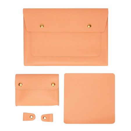 Waterproof Leather Laptop Liner Bag - 15 Inches 3-in-1 Design - Honeydet Oranges