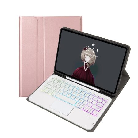 Bluetooth Keyboard Leather Case For Ipad Air / Pro 11 - Touch Pad Backlight Pen Slot - Rose Gold