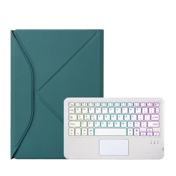 Bluetooth Keyboard Leather Case For Ipad 10.2 - Touchpad Backlight Pen Slot - 2021 / 2020 / 2019 - Green - Image 13