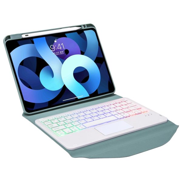 Bluetooth Keyboard Leather Case For Ipad 10.2 - Touchpad Backlight Pen Slot - 2021 / 2020 / 2019 - Green - Image 14