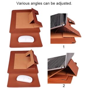 15.4 Inch Laptop Sleeve Leather Case with Small Storage Bag - Green - Image 5