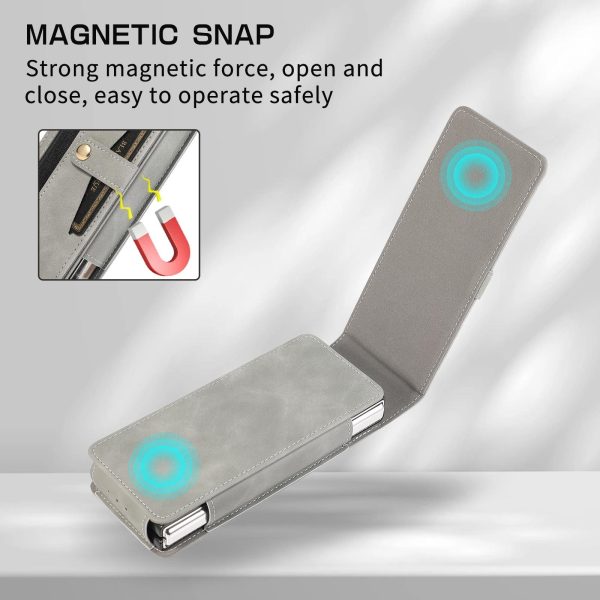 Shockproof Foldable Leather Case with Stylus for Samsung Galaxy z Fold 4 / 5g - Grey - Image 4