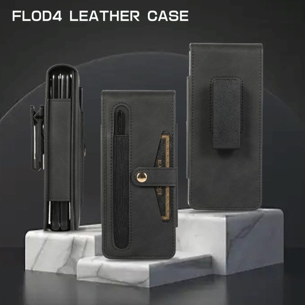 Shockproof Foldable Leather Case with Stylus for Samsung Galaxy z Fold 4 / 5g - Grey - Image 11