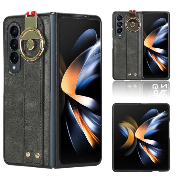 For Samsung Galaxy z Fold4 5G Leather Wristband Phone Case - Back Cover - Blue - Image 15