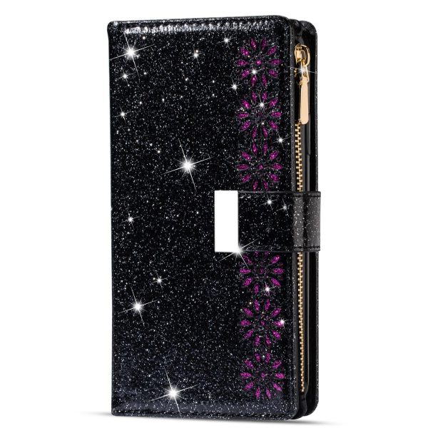 Sparkling Leather Zip Case for Samsung Galaxy z Fold 4 - Zipper Closure - Rose Gold - Image 3