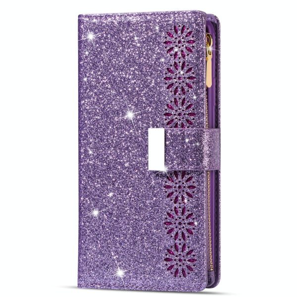 Sparkling Leather Zip Case for Samsung Galaxy z Fold 4 - Zipper Closure - Rose Gold - Image 9