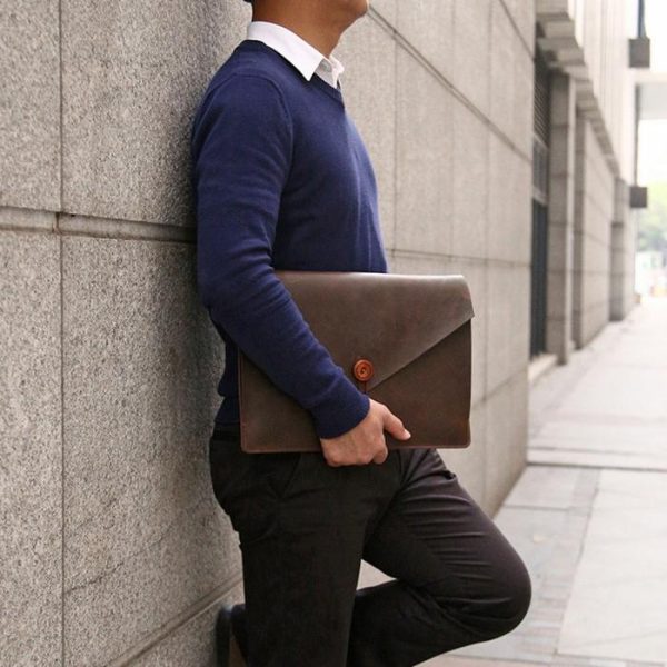 12 Genuine Leather Laptop / Tablet Bag - Universal Fit - Coffee - Image 10