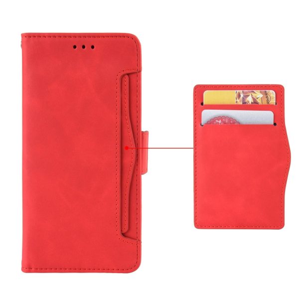 Samsung Galaxy z Fold 4 5g Leather Phone Case with Card Slots and Calf Texture - Red - Image 11