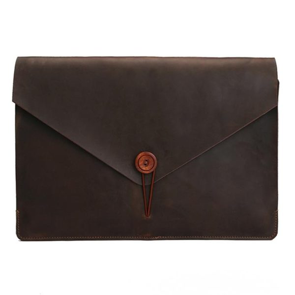 13.3 Genuine Leather Business Laptop Bag For Macbook Samsung Sony Dell Alienware Chuwi Asus Hp - Universal - Coffee
