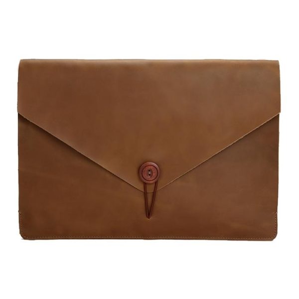 13.3 Genuine Leather Business Laptop Bag For Macbook Samsung Sony Dell Alienware Chuwi Asus Hp - Universal - Coffee - Image 3