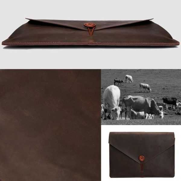 13.3 Genuine Leather Business Laptop Bag For Macbook Samsung Sony Dell Alienware Chuwi Asus Hp - Universal - Coffee - Image 8