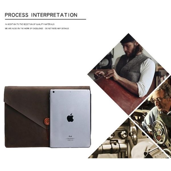 13.3 Genuine Leather Business Laptop Bag For Macbook Samsung Sony Dell Alienware Chuwi Asus Hp - Universal - Coffee - Image 9
