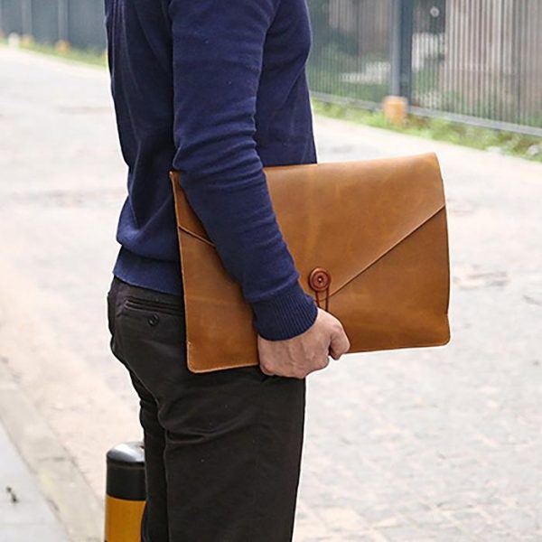13.3 Genuine Leather Business Laptop Bag For Macbook Samsung Sony Dell Alienware Chuwi Asus Hp - Universal - Coffee - Image 10