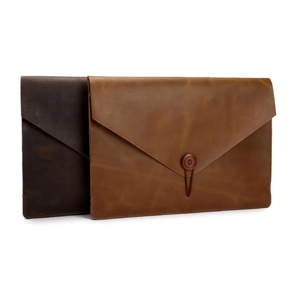 13.3 Genuine Leather Business Laptop Bag For Macbook Samsung Sony Dell Alienware Chuwi Asus Hp - Universal - Coffee - Image 12