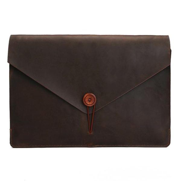13.3 Genuine Leather Business Laptop Bag For Macbook Samsung Sony Dell Alienware Chuwi Asus Hp - Universal - Coffee - Image 14