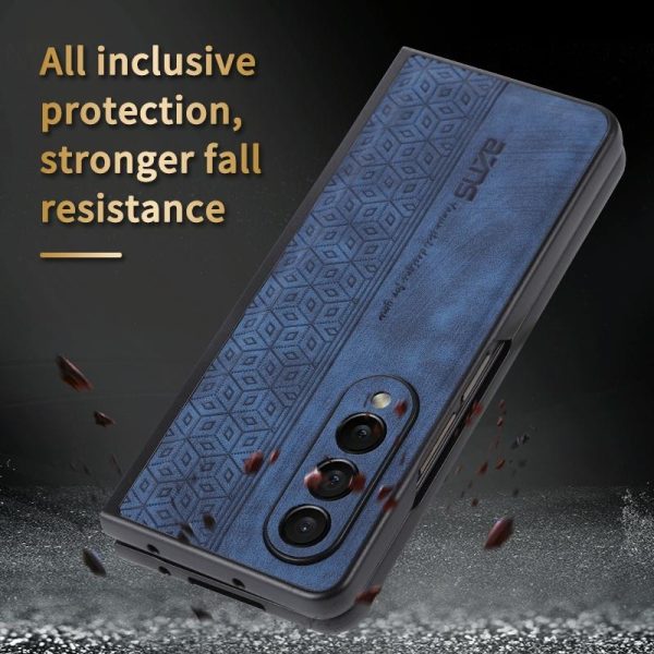 For Samsung Galaxy z Fold4 5G Embossed 3d Skin Texture Phone Case - Sleek Design - Sapphire Blue - Image 6