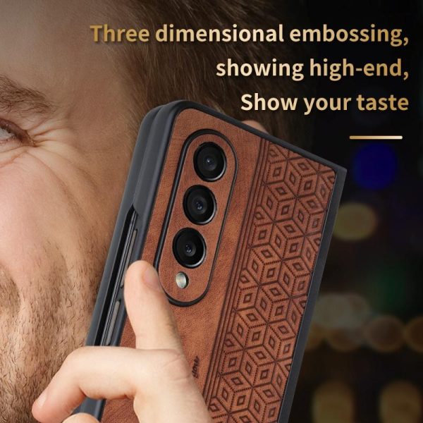 For Samsung Galaxy z Fold4 5G Embossed 3d Skin Texture Phone Case - Sleek Design - Sapphire Blue - Image 7