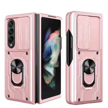 For Samsung Galaxy z Fold4 5G Protective Sliding Camshield Phone Case - Rose Gold