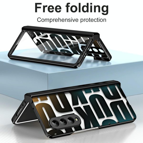 Foldable Electroplated Phone Case for Samsung Galaxy z Fold 4 5g with Hinge - Tyrant Gold - Image 3