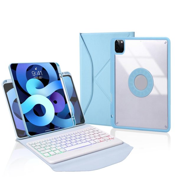 Bluetooth Keyboard Leather Case For Ipad Pro 11 - Backlit With Pen Slot - Sky Blue - Image 12