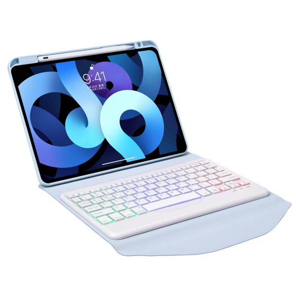 Bluetooth Keyboard Leather Case For Ipad Pro 11 - Backlit With Pen Slot - Sky Blue - Image 14