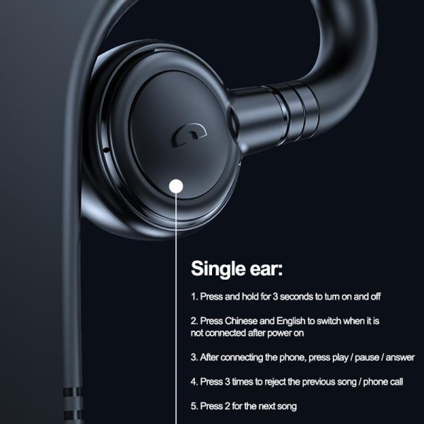 Bluetooth V5.2 Single Earhook Business Headset - M99 - Black + Blue - Image 6