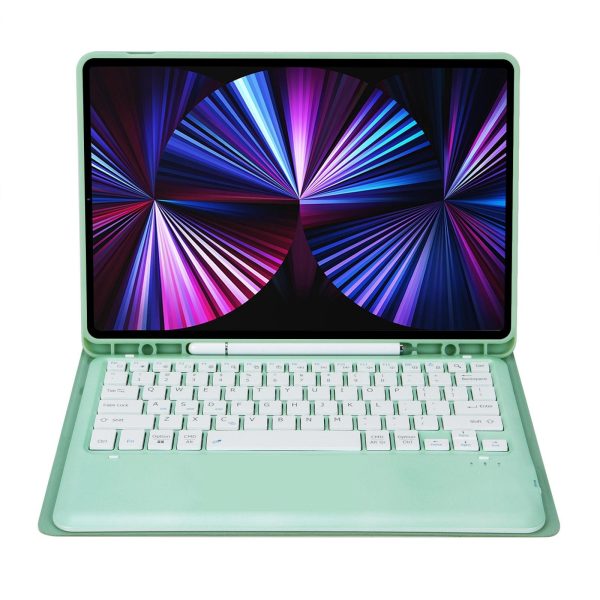 Detachable Bluetooth Keyboard Leather Case For Ipad Pro 12.9 2021 / 2020 / 2018 With Pen Slot - Mint Green - Image 4