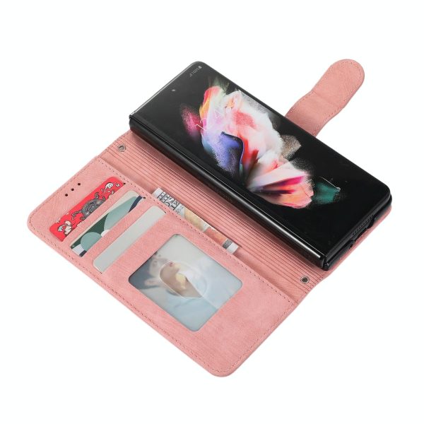 Samsung Galaxy z Fold 4 Leather Phone Case with Pen Slot - Horizontal Flip - Blue - Image 11