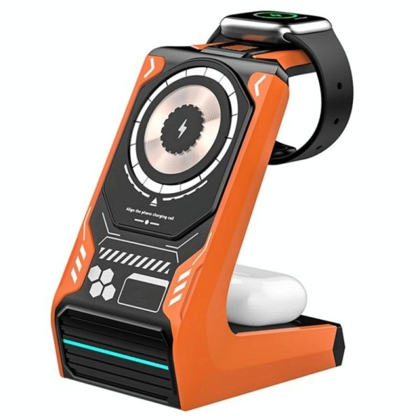 3 In 1 Wireless Charger For Mobile Phone And Earphones - Orange - Image 11