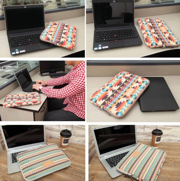 11.6 Inch Lingge Laptop Liner Bag with Stylish Pattern - Rose Red Pattern Geometry - Image 7