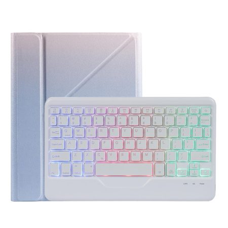 Bluetooth Keyboard Leather Case For Ipad 9.7 - Triangle Holder & Pen Slot - Gradient Purple