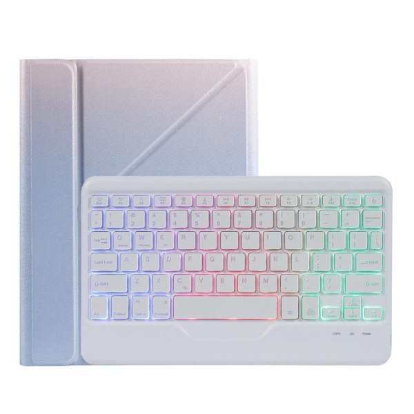 Bluetooth Keyboard Leather Case For Ipad 9.7 - Triangle Holder & Pen Slot - Gradient Purple - Image 15