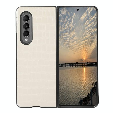 Foldable Crocodile Texture Phone Case - Pu Leather - White