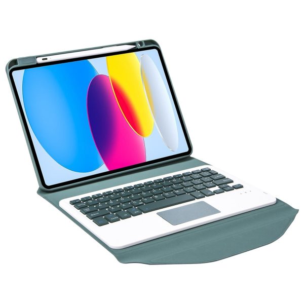 Bluetooth Keyboard Leather Tablet Case With Pen Slot And Touchpad - Sky Blue - Image 10