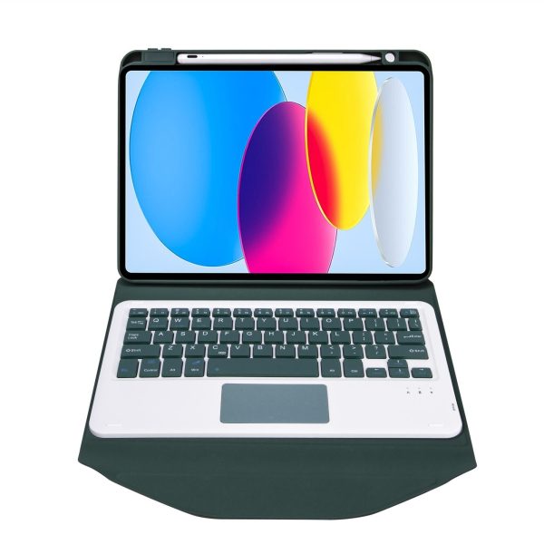 Bluetooth Keyboard Leather Tablet Case With Pen Slot And Touchpad - Sky Blue - Image 11