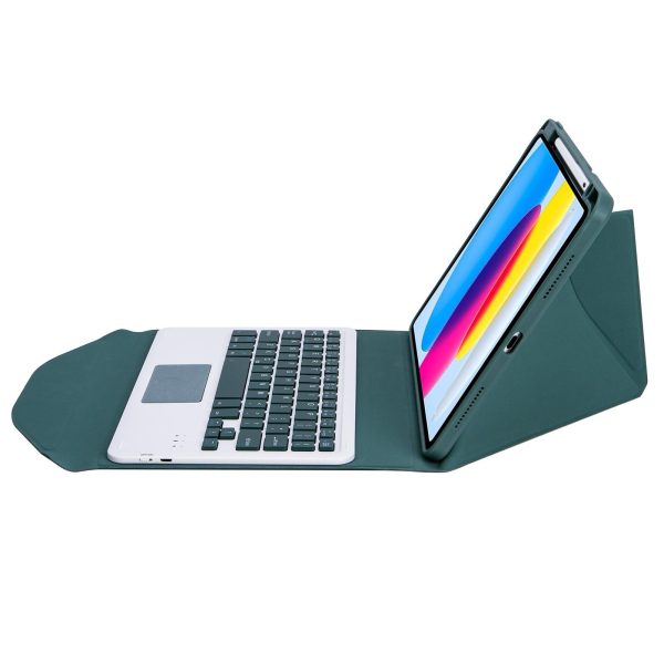 Bluetooth Keyboard Leather Tablet Case With Pen Slot And Touchpad - Sky Blue - Image 12