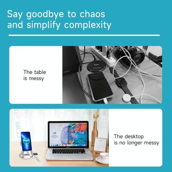 15W 3 In 1 Transparent Magnetic Wireless Charger - Blue - Image 8