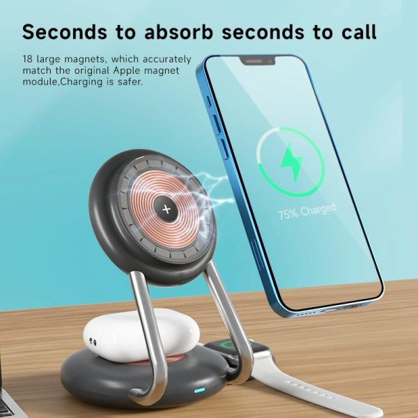15W 3 In 1 Transparent Magnetic Wireless Charger - Blue - Image 9