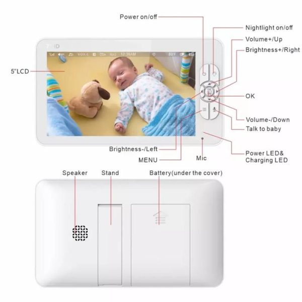 Wireless Baby Monitor With 7 Screen Night Vision & Two-Way Intercom - Image 4