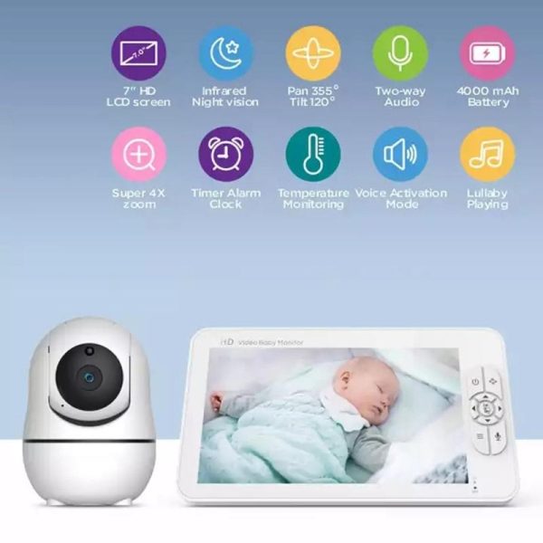 Wireless Baby Monitor With 7 Screen Night Vision & Two-Way Intercom - Image 5