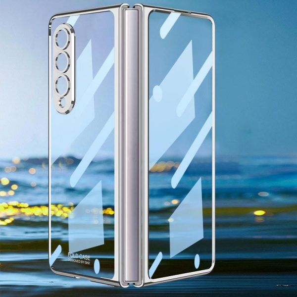 Full Coverage Electroplated Glass Case for Samsung Galaxy z Fold 4 - Silver