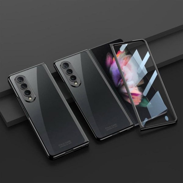 Full Coverage Electroplated Glass Case for Samsung Galaxy z Fold 4 - Silver - Image 3