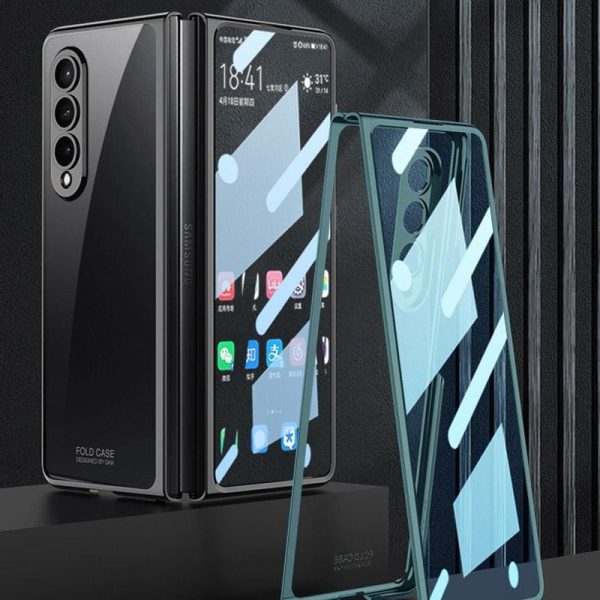 Full Coverage Electroplated Glass Case for Samsung Galaxy z Fold 4 - Silver - Image 4
