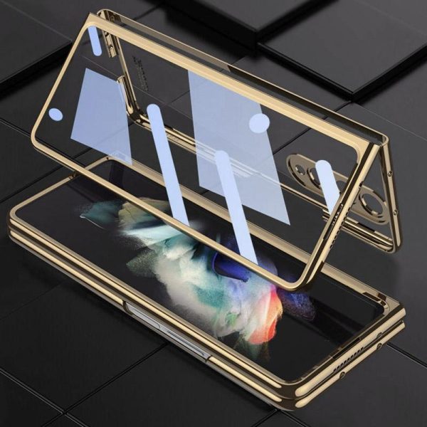 Full Coverage Electroplated Glass Case for Samsung Galaxy z Fold 4 - Silver - Image 5