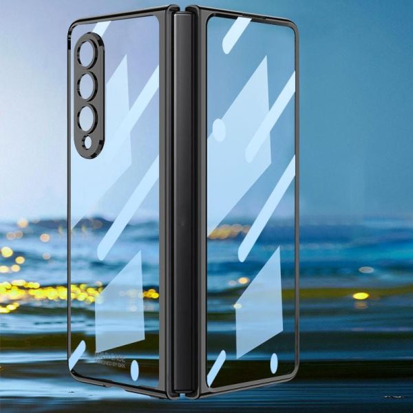 Full Coverage Electroplated Glass Case for Samsung Galaxy z Fold 4 - Silver - Image 12