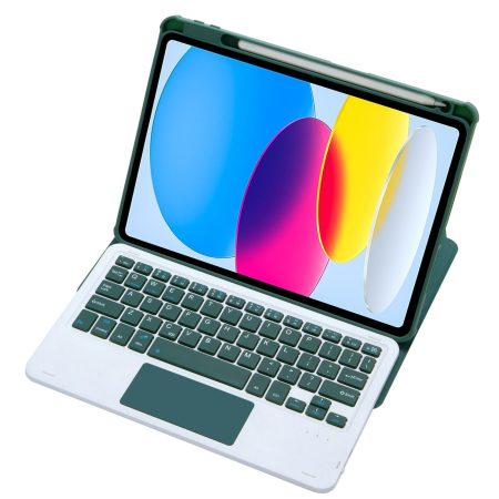 360 Rotation Bluetooth Keyboard Leather Case For Ipad 10.9 2022 - Transparent Acrylic With Touch Control - Green